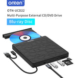 USB-A or USB-C 6-in-1 Multi-Purpose External CD/DVD Drive (Pro# COM014)
