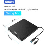 USB-A or USB-C 6-in-1 Multi-Purpose External CD/DVD Drive (Pro# COM014)
