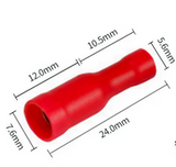 SAVITECH - 4mm Red Female Bullet Style Crimp Terminal Pack of 50 (Pro# CST103)