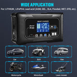 20A 12V-24V Car Battery Charger For AGM Lithium LiFePo4 GEL WET Lead Acid Battery (Pro# POR103)
