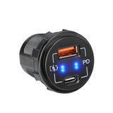 SAVITECH - Marine Grade Lighter Socket and 48W Panel Mount USB-A & USB-C Fast Car Charger (Pro# POR504)