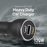 120W USB-C Car Charger for Phone, Tablet, Notebook/Macbook (Pro# POWERDRIVE-120)