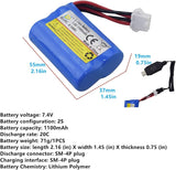SAVITECH - 7.4V 1100mAh 8.4Wh Li-ion Spare Battery for RC Boat RCB808 (Pro# RCB807)