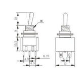 DPDT Sub-Miniature Toggle Switch ON-ON 250VAC 3A/125VAC 6A (Pro# SWT020)