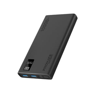 PROMATE 10000mAh Power Bank with Smart LED Display & Super Slim