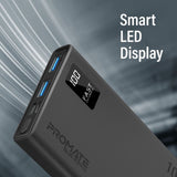 PROMATE 10000mAh Power Bank with Smart LED Display & Super Slim