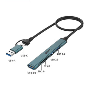 5 in 2 Type-C / USB3.0 Card Reader with 3 ports USB HUB (Pro# COM211)