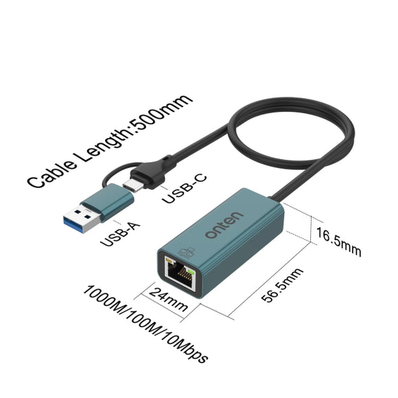 USB-C/USB-A 3.0 to Ethernet Gigabit Adapter (Pro# COM310)