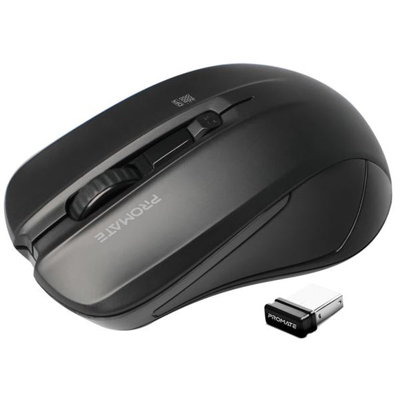PROMATE Ergonomic Wireless Mouse with Ambidextrous Design (Pro# CONTOUR.BLK)