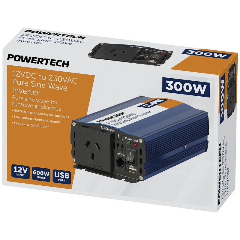 300W 12VDC to 230VAC Pure Sine Wave Inverter - Electrically Isolated ...
