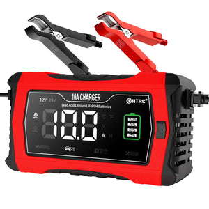 10A 12V-24V Car Battery Charger For AGM Lithium LiFePo4 GEL WET Lead Acid Battey (Pro# POR102))