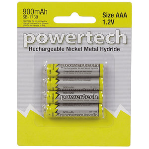 PowerTech AAA Rechargeable Battery 4pk 900mAh
