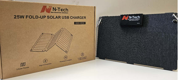25W FOLDING SOLAR USB CHARGER / QUICK CHARGE 3.0 / ULTRA FAST CHARGING