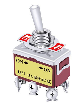 DPDT ON-ON Heavy Duty Toggle Switch 15A 250VAC / 2 Position / 6 Pin (Pro# SWT012)