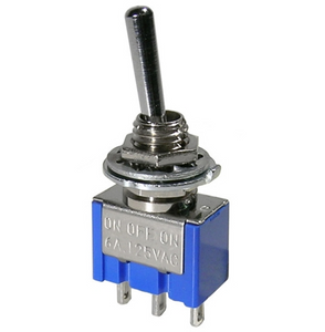 SPDT ON-OFF-ON (Centre-Off) Miniature Toggle Switch 6A 125VAC/ 2A 250VAC 2 Position 3 Pin - Solder Tag (Pro# SWT014)