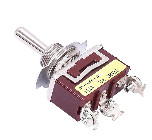 SPDT ON-OFF-ON (Centre-Off) Heavy Duty Toggle Switch 15A 250VAC /3 Position / 3 Pin (Pro# SWT018)