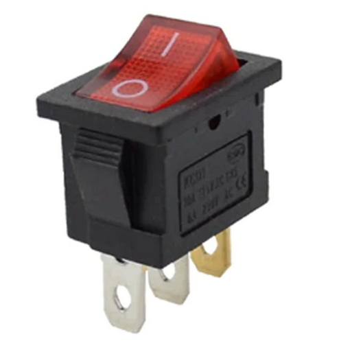 250V 6A SPST ON-OFF Mini Rocker Switch, Neon Illuminated RED (Pro# SWT107)