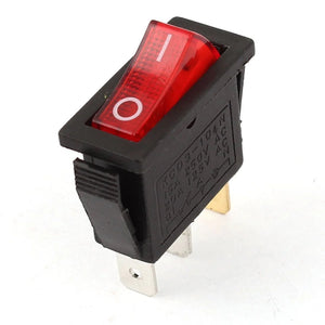 240V 15A SPST ON-OFF Illuminated Rocker Switch- Red 3 Pin (Pro# SWT114)