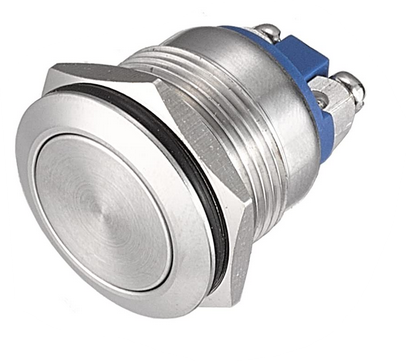 SPST Waterproof Momentary Stainless Steel Metal Push Button Switch N/O 240V 5A 19mm Flat Top(Pro# SWT210)