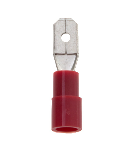 Red Mini Male Spade Style Crimp Terminal Pack of 10