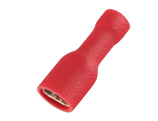 Red Mini Female Spade Fully Insulated Style Crimp Terminal Pack of 10