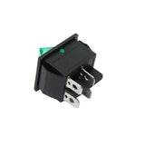 240V 15A DPST ON-OFF Illuminated Rocker Switch- Green 4 Pin (Large) (Pro# SWT112)