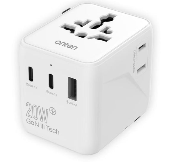 Universal Travel Adaptor with 2 x Type-C and 1 x USB Charger port 20W (Pro# POR032)