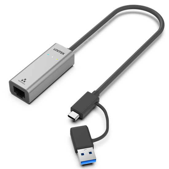 USB to Gig Ethernet Adapter with 2-in-1 Connectors (USB-C & USB-A)