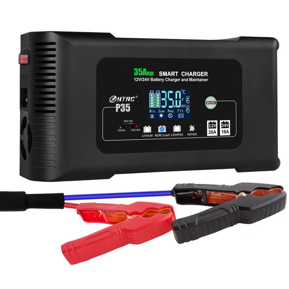 35A 12V-24V Car Battery Charger For AGM Lithium LiFePo4 GEL WET Lead Acid Battery (Pro# POR104))