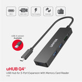 UNITEK USB-C 3.0 3-Port Hub With Built-In SD/MicroSD Card Reader.