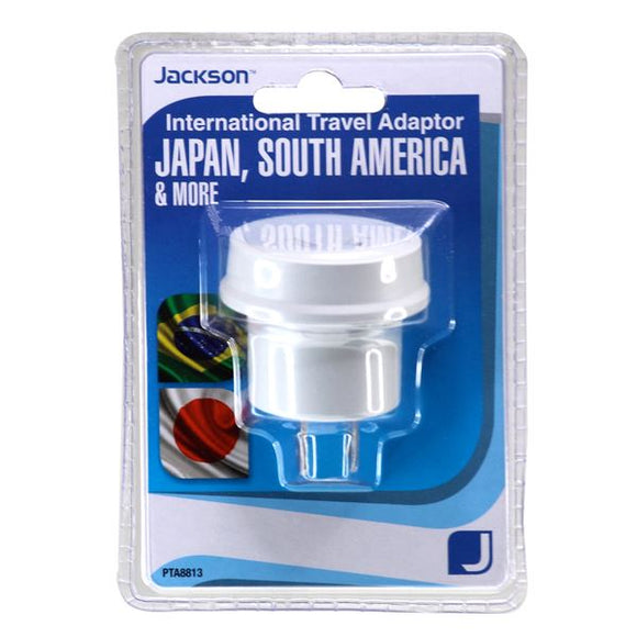 JACKSON Outbound Travel Adaptor. Converts NZ/AUS Plugs to USA/JAPAN/SOUTHAMERICA