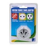 JACKSON 1x Outlet Travel Adaptor. Converts US, USA/Asian Plugs for