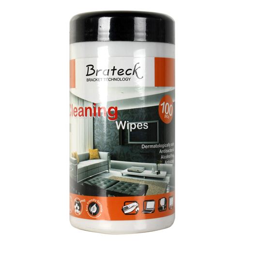 BRATECK 100pc LCD Cleaning Wipes. Dermatologically Safe, Alcohol Free