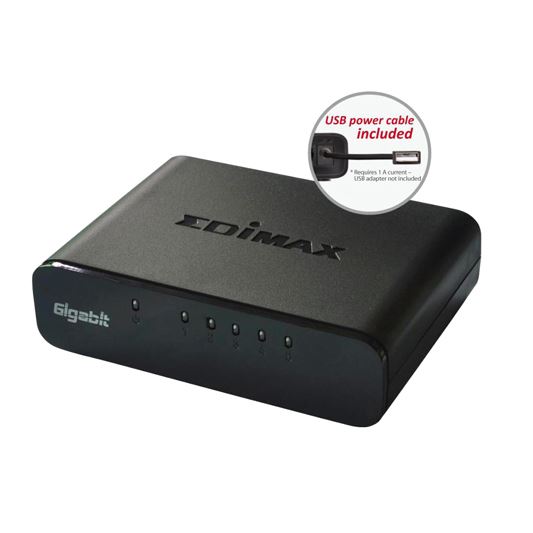 EDIMAX 5 Port 10/100/1000 Gigabit Desktop Switch. Full Duplex.