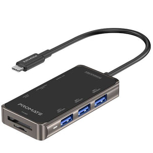 PROMATE 8-In-1 USB Multi-Port Hub With USB-C Connector. Includes 100W